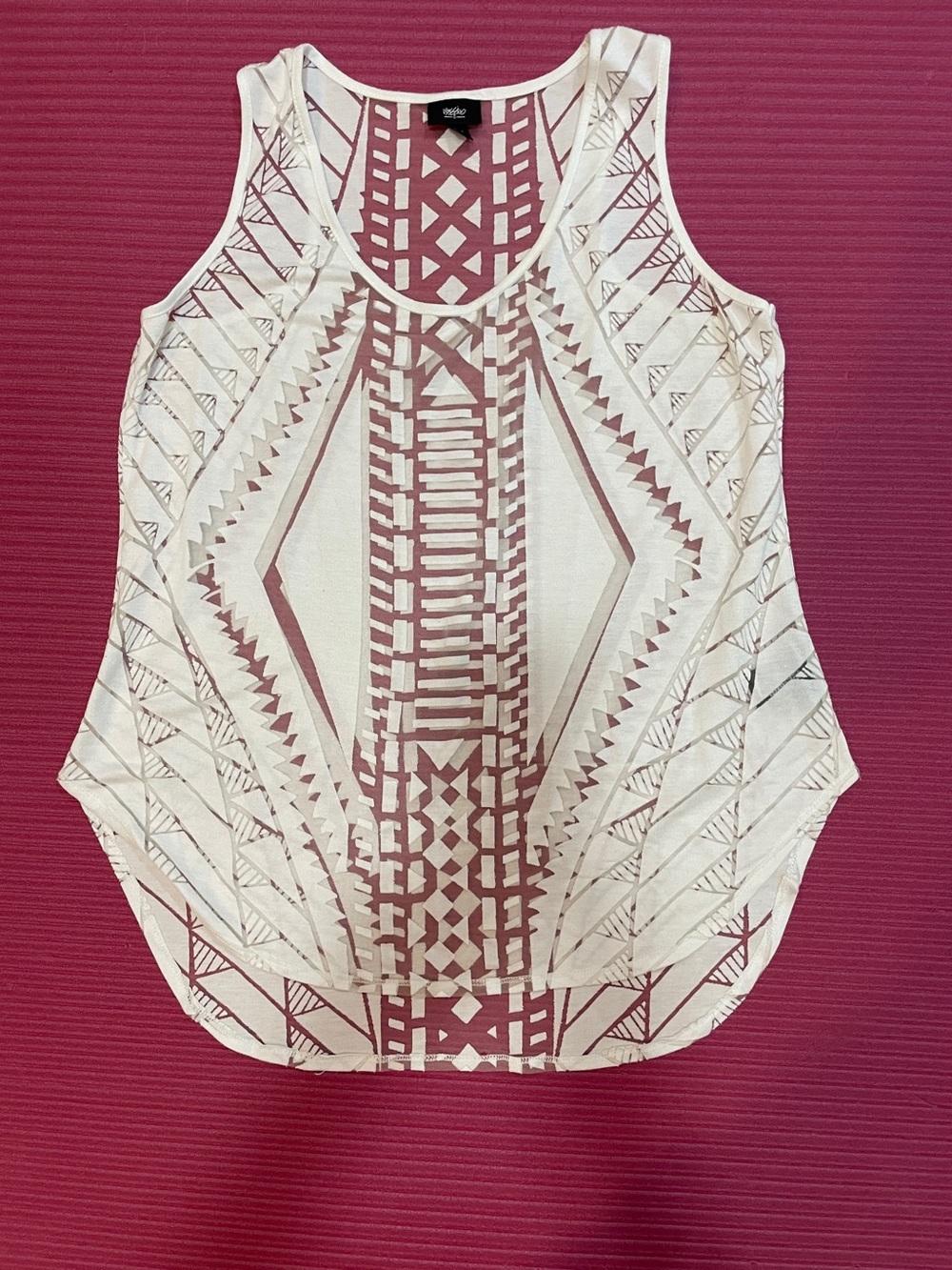 Mossimo Women’s White Swim Cover-Up Tank with Beige Geometric Print - Picture 3 of 9